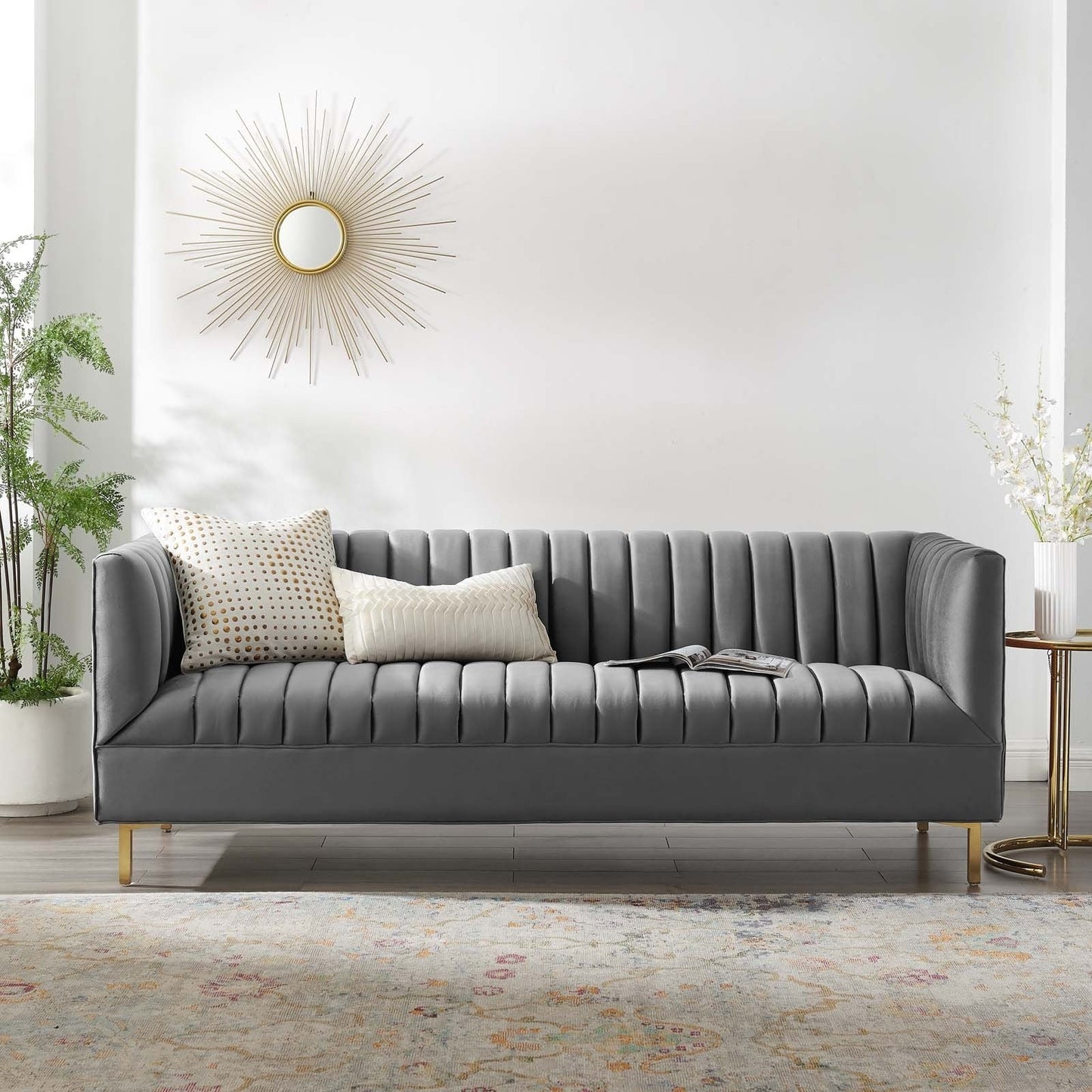 Modway Shift Channel Tufted Performance Velvet Sofa | Sofas | Modishstore-2