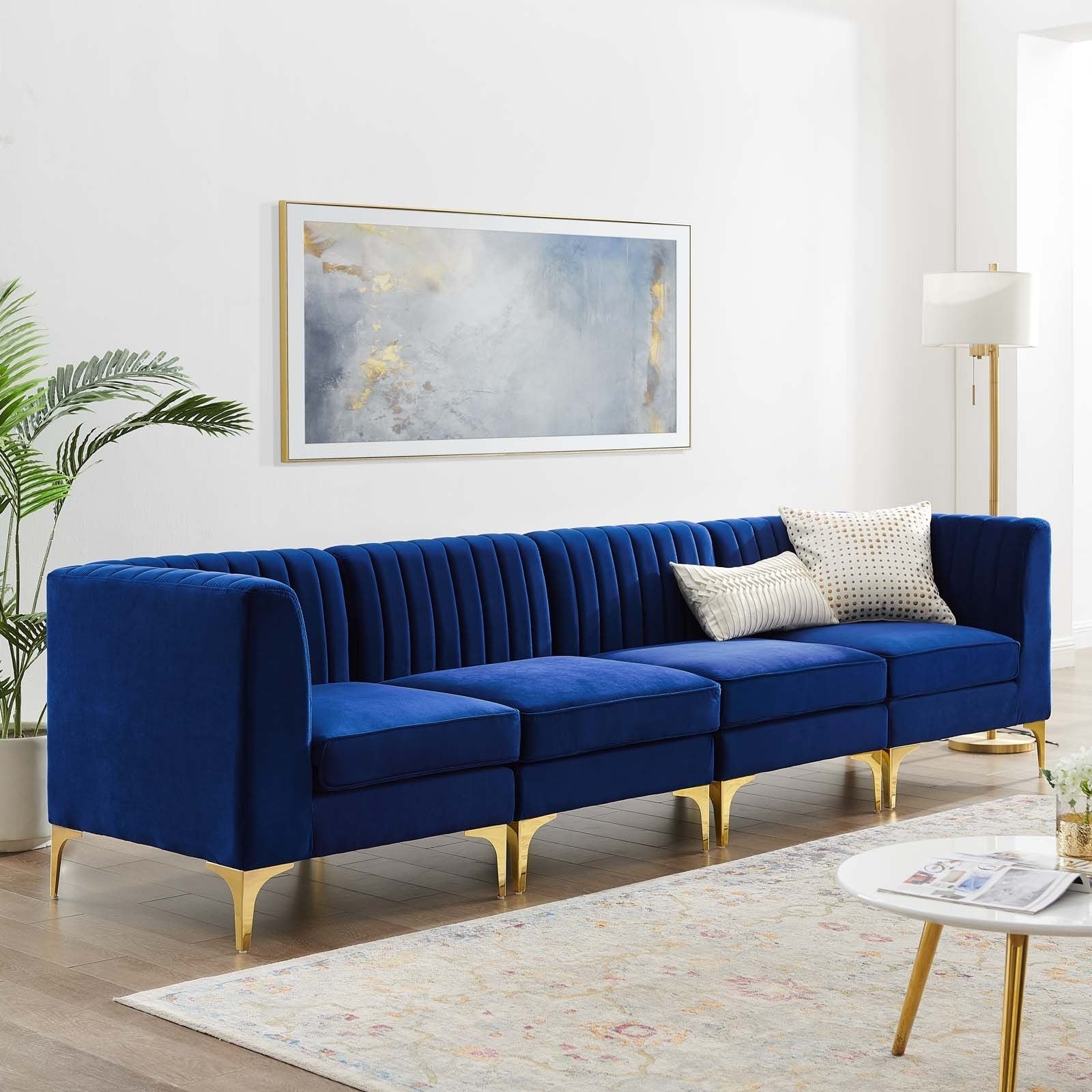 Modway Triumph Channel Tufted Performance Velvet 4-Seater Sofa | Sofas | Modishstore-2