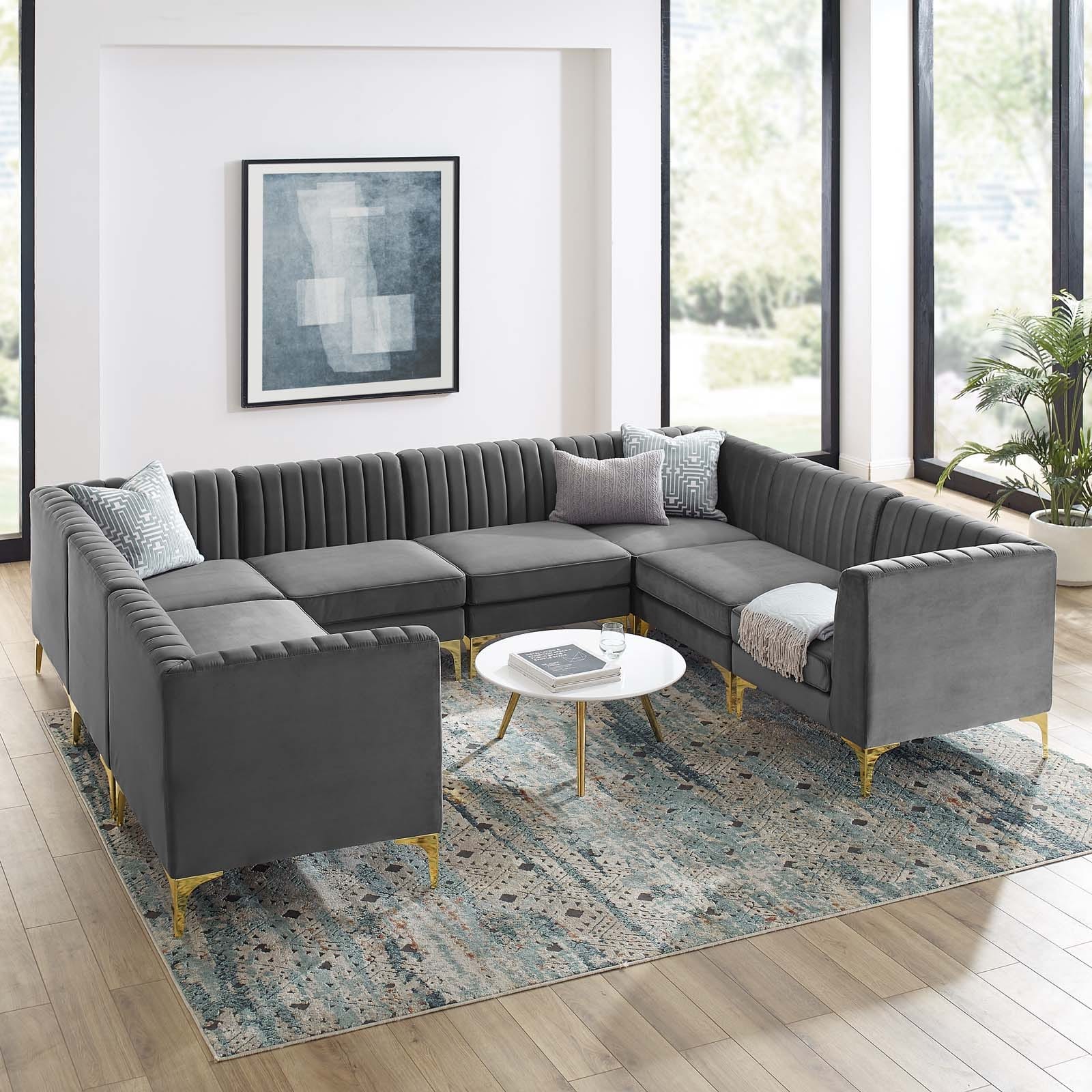 Modway Triumph Channel Tufted Performance Velvet 8-Piece Sectional Sofa | Sofas | Modishstore