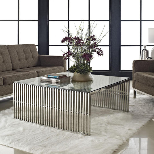Modway Gridiron Coffee Table in Silver | Coffee Tables