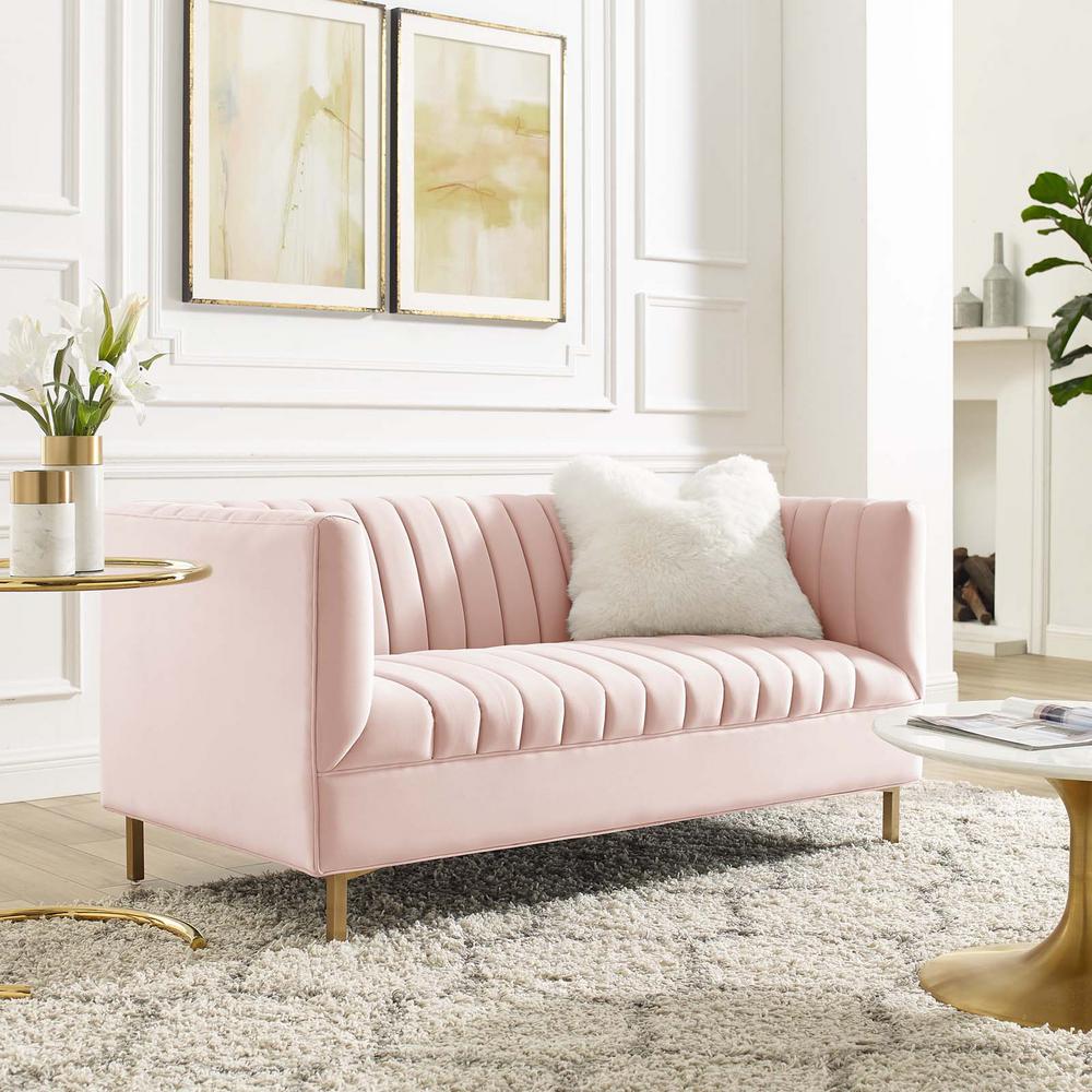 Modway Shift Channel Tufted Performance Velvet Loveseat | Loveseats | Modishstore-4