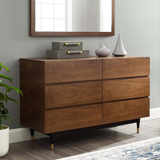Modway Caima 6-Drawer Dresser in Walnut | Drawers